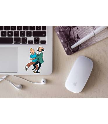 استیکر رنگی  تن تن و پرفسور تورنسل